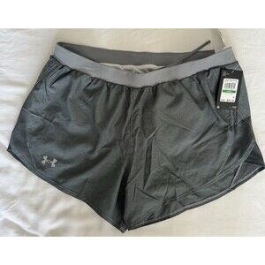 Under Armour Shorts Women's Large Fly-By 2.0 Running & Gym Gray Heatgear NWT